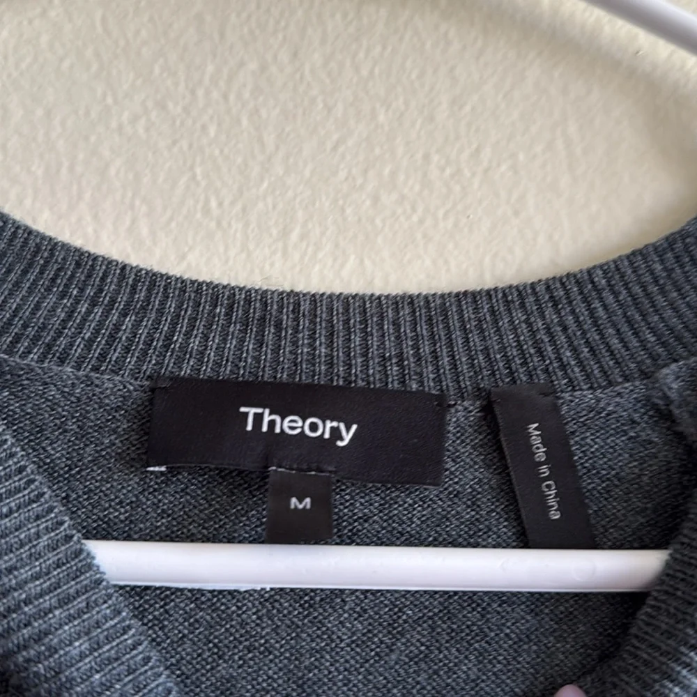 Theory Dermont Crewneck Merino Wool Soft Luster Plus Grey Sweater